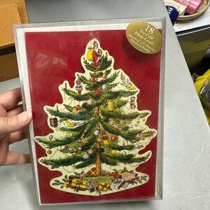Spode Die Cut Tri-Fold Christmas Tree 4x6" Picture Holder Cards 18 Count